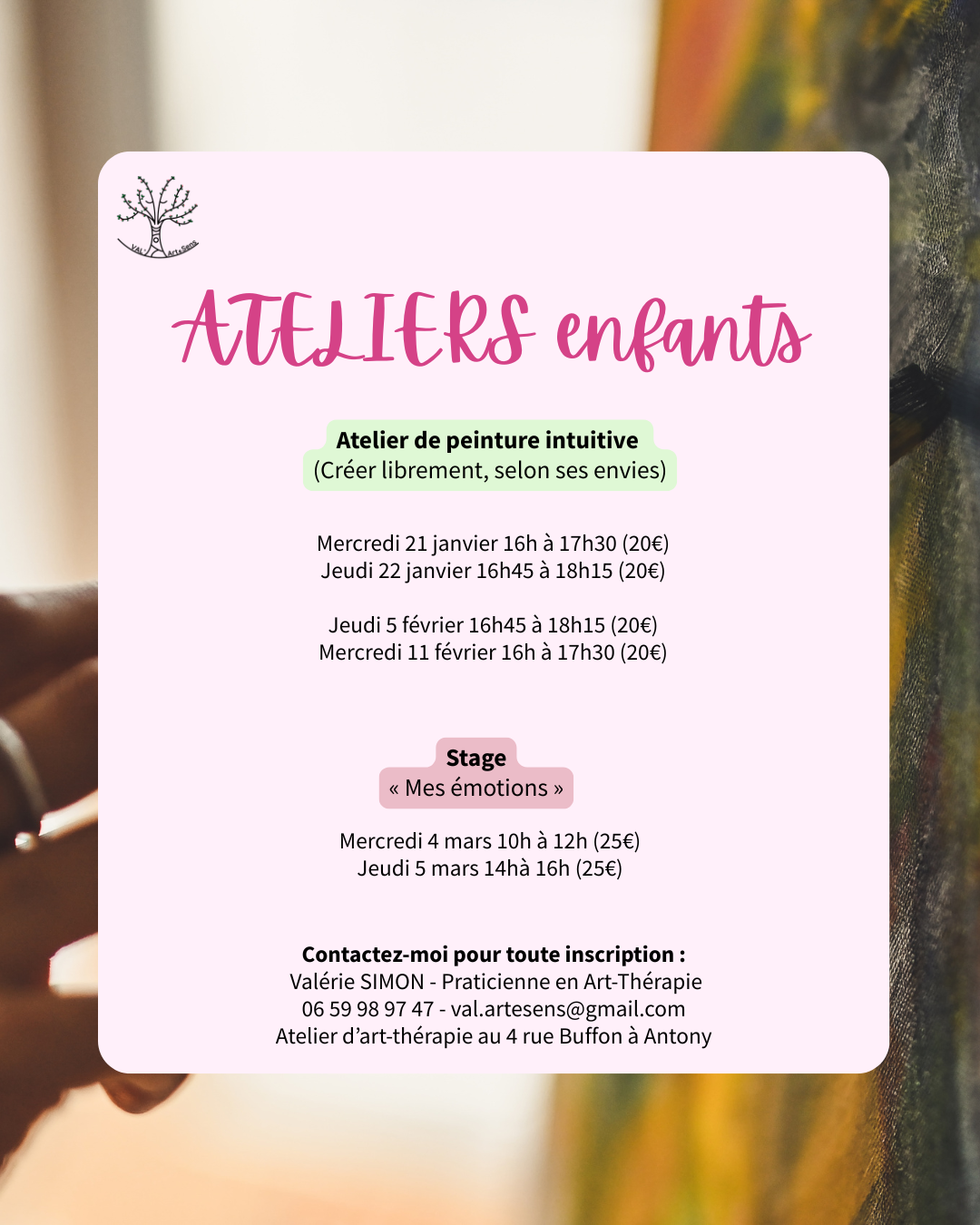 Ateliers Enfants : Peinture intuitive & Stage Emotions